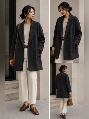 Vintage Bert Newman Charcoal Wool Coat | Minimalist Scandinavian Style